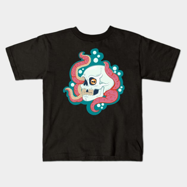 Skull & Tentacles Kids T-Shirt by The Asylum Countess